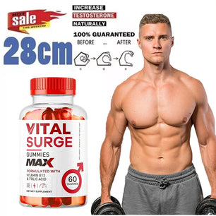 Vital Surge Gummies Dietary Supplement Support & Enhance Male Testo Levels, Improve Energy, Muscle and Sexual Health, 60 Capsule