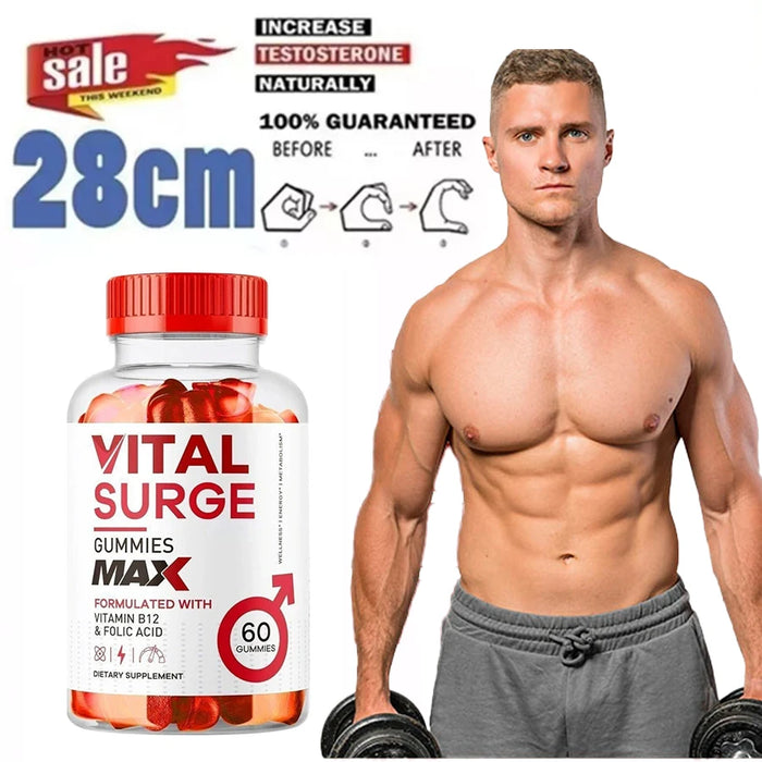 Vital Surge Gummies Dietary Supplement Support & Enhance Male Testo Levels, Improve Energy, Muscle and Sexual Health, 60 Capsule