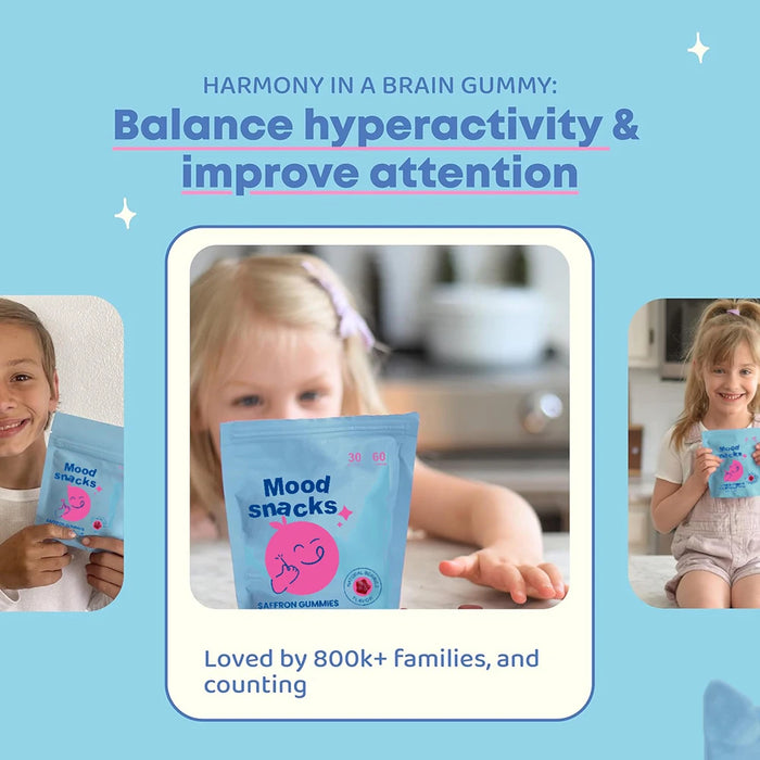 Mood Snacks Genius Kids Focus Gummies - Natural Herbal Brain Supplement for Kids - Vegan, Gluten-Free, Sugar-Free with Gotu Kola