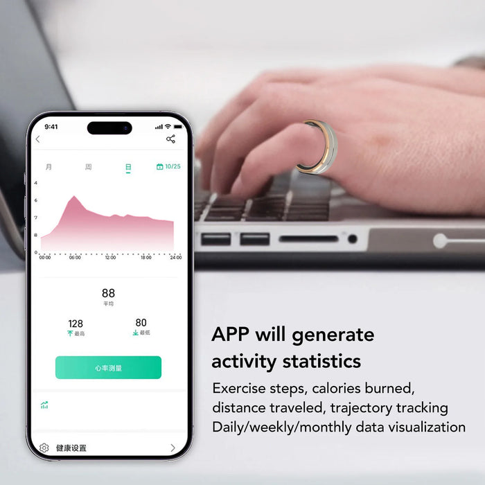 Smart Health Ring with APP Sleep Monitoring Step Counting Camera Control IP68 Waterproof Smart Ring Fitness Tracker Men Women
