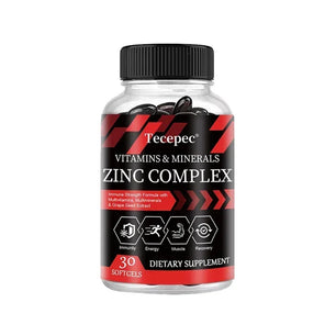 Zinc Complex Capsules - Vitamin and Mineral Supplements - Support Immunity, Energy, Muscle Health,Non-GMO,Gluten-Free