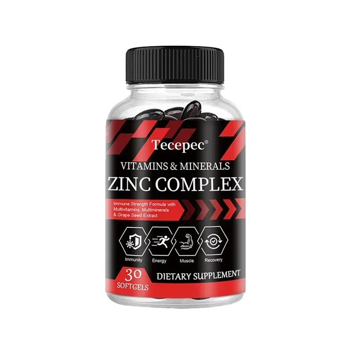 Zinc Complex Capsules - Vitamin and Mineral Supplements - Support Immunity, Energy, Muscle Health,Non-GMO,Gluten-Free