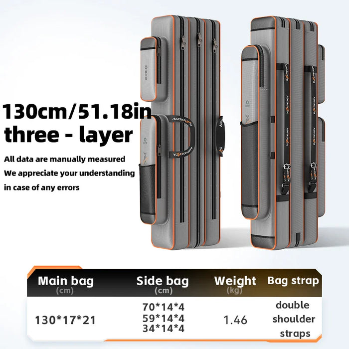 Fishing Gear Bag: Shock & Wear Resistant, Large Capacity with Multi-Layer Storage for Fishing Rods & Tackle