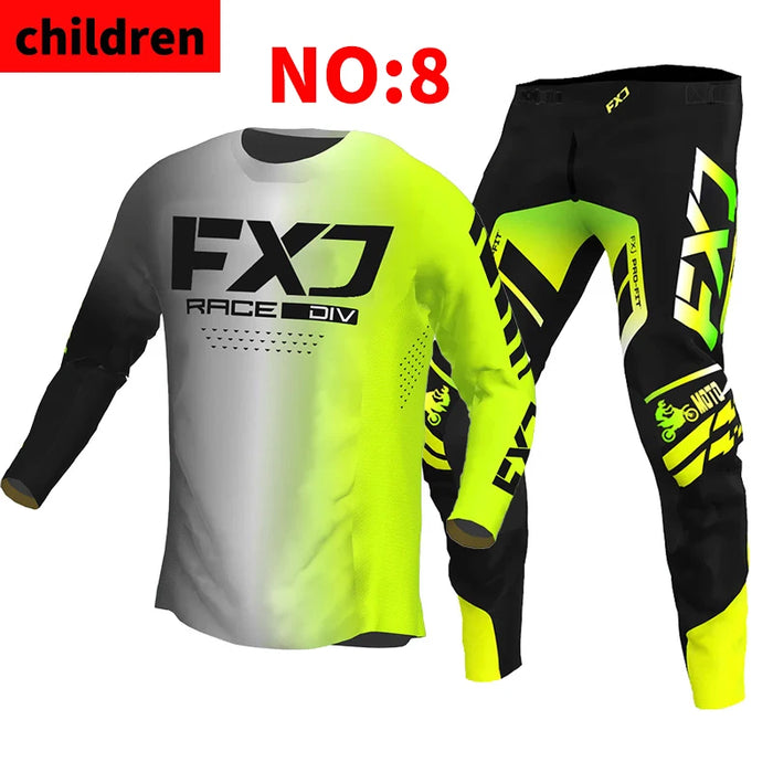 SIZE 20 22 24 26 28 motocross jersey and pants kids FXJ enduro gear set MX Gear Set children Youth MTB DH UTV Racing Sui