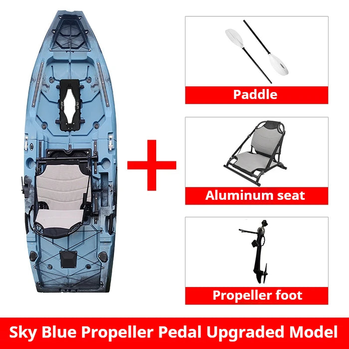 2-Seater Modular Kayak, Electric/Pedal-Driven HDPE Canoe with Aluminum Seats, Portable Fishing Boat for Lake & Ocean Recreation