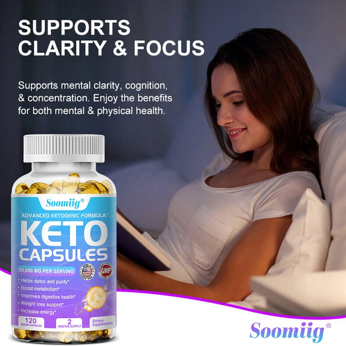 Keto Capsules - Burn Fat, Suppress Appetite, Metabolism, Healthy Weight Management, Digestion & Gut Health, 120 Capsules