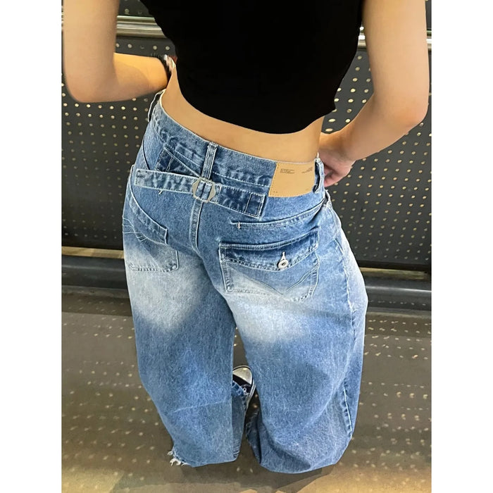 2025 New women's jeans, wide-leg jeans, unisex design, loose-fitting, slimming, draping, casual, floor-length pants