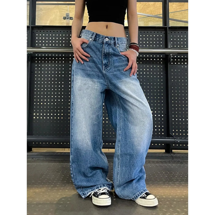 2025 New women's jeans, wide-leg jeans, unisex design, loose-fitting, slimming, draping, casual, floor-length pants
