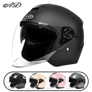 AD Motorcycles Half Helmets Summer Moto Motocross Men and Women Double Lens Electric Vehicles free size Helmets