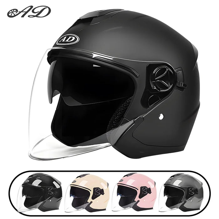 AD Motorcycles Half Helmets Summer Moto Motocross Men and Women Double Lens Electric Vehicles free size Helmets