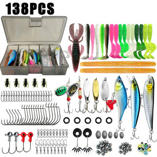 Fishing Lures Tackle Box with Crankbaits, Spoon, Hooks, Weights & Other Accessories, Fishing Bait Lure Gear Kit Gifts for Men