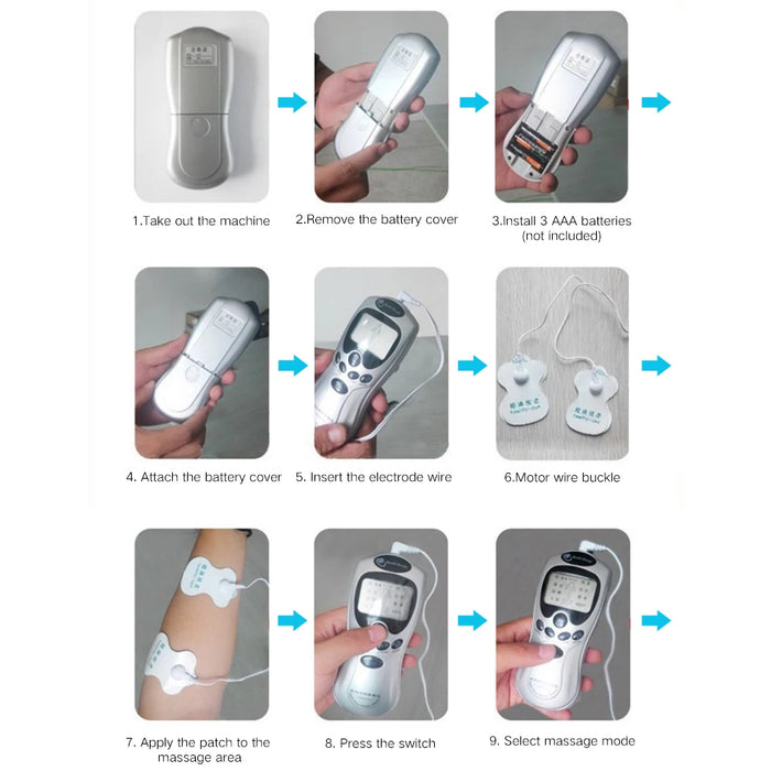 Health Care Digital Therapy Machine LCD Screen Full Body 4 Pads Slim Massager Acupuncture Body Neck Massager Electric TENS EMS