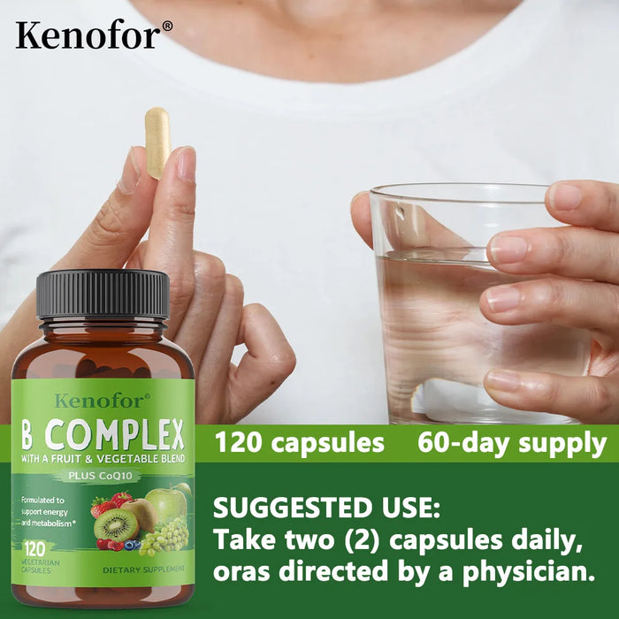 B Vitamins Supplement, with Vitamins B1,B2,B3,B5,B6,B12 and Folic Acid,Metabolic Support,Skin Health,Enhance Memory,Improve Mood