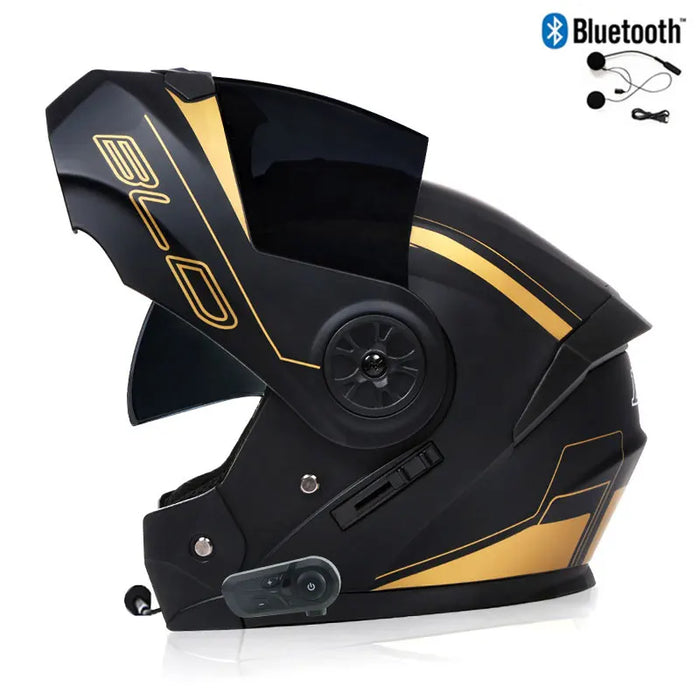 Bluetooth Men's Motorcycle Helmets Full Face Casco for Motorcycles Man Motocross Kask Flip up Casque De Moto  DOT Certified BLD