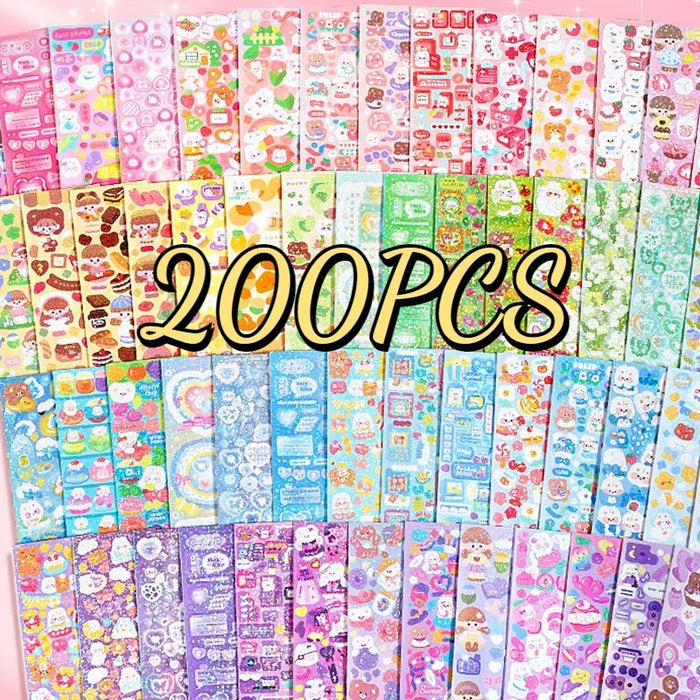 Kawaii Handbook Stickers Cartoon Collage Laser Student DIY Decorative Scrapbooking Journals Stationery Back School Supplies