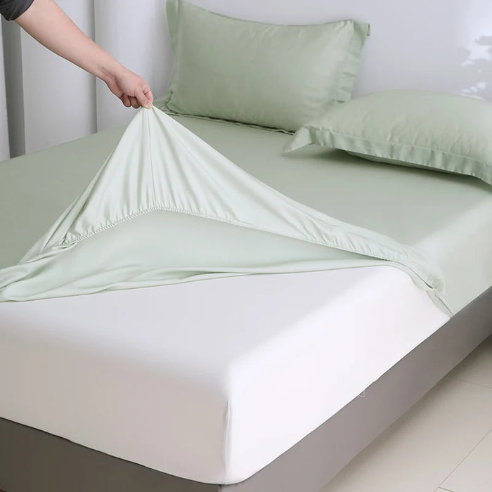 Home Bedding Fitted Sheet Set Bamboo Green Lyocell Fiber Mattress Cover&Pillowcase Eucalyptus Customized Sheet Set Deep Pocket