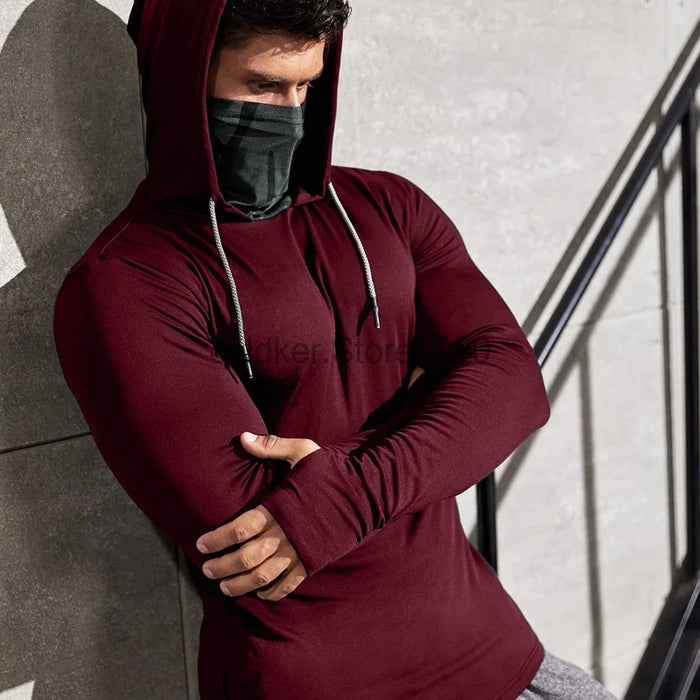 Mens Fitness Tracksuit Running Sport Hoodie Gym Joggers Hooded Outdoor Workout Athletic Clothing Muscle Training Sweatshirt Tops