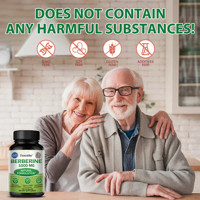 Berberine Supplement 1000mg Berberine HCL - 30/60/120 Capsules - Supports Healthy Metabolic & Cardiovascular Health, Non-GMO