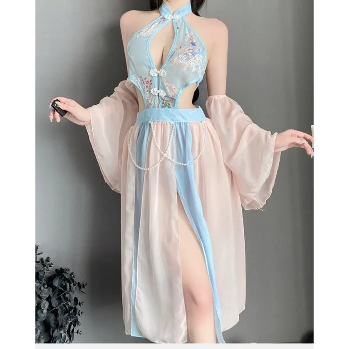 Ladies' Sexy Lingerie Seductive Lingerie Pure Desire Perspective Ancient Costume Retro Hanfu Qipao No Take Off Set
