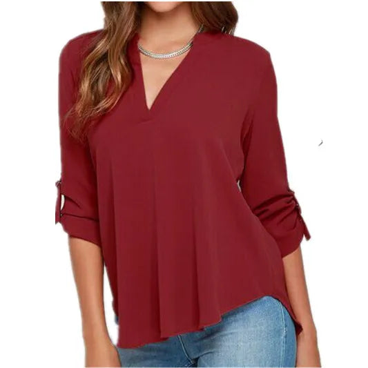 Women Tops Blouses Sexy Lady Long Sleeve blusas V-Neck Chiffon Blouse Shirt Plus Size 5XL Ropa Mujer blusa