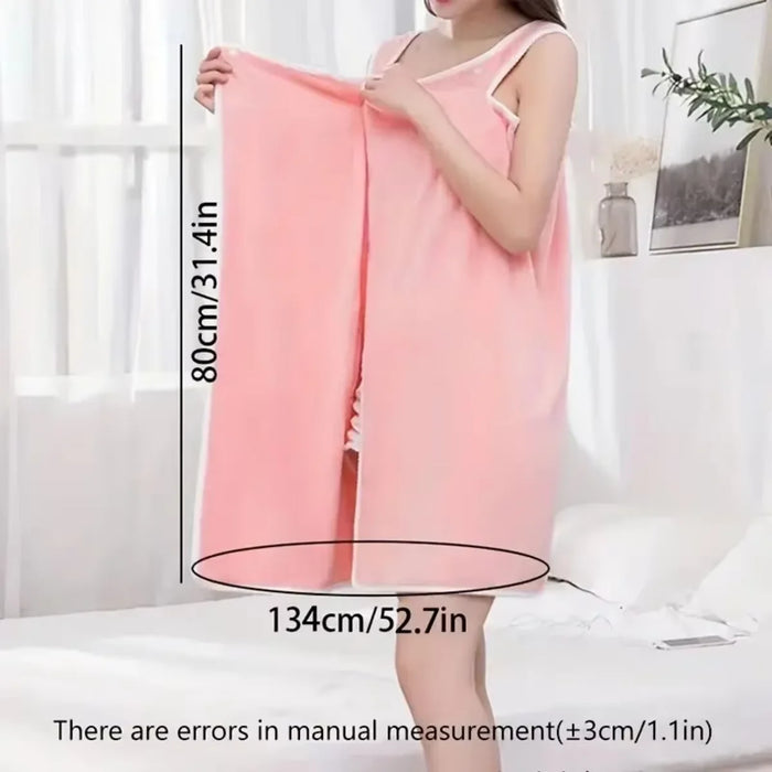 1 Pcs Women's Wearable Bath Towel - Quick-Dry Microfiber Robe for Shower, Beach & Spa - Girls-Friendly Design