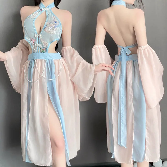 Ladies' Sexy Lingerie Seductive Lingerie Pure Desire Perspective Ancient Costume Retro Hanfu Qipao No Take Off Set