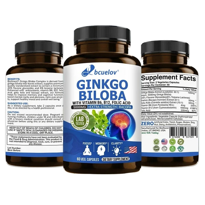 Advanced Nootropic Brain Booster Supplement  Improves Memory,Enhances Focus,Boosts Nerve Energy & IQ Health Vitamins B12, B6