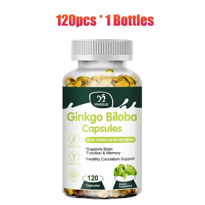 Ginkgo Biloba Extract Supplement, for Promote Blood Circulation, Antioxidant, Supports Brain Function & Memory, Mood Stabilizer