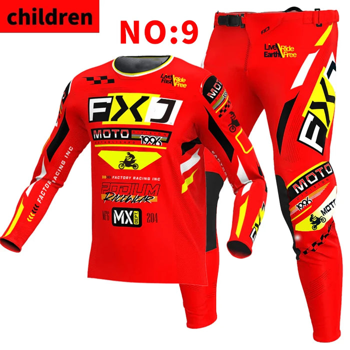 SIZE 20 22 24 26 28 motocross jersey and pants kids FXJ enduro gear set MX Gear Set children Youth MTB DH UTV Racing Sui