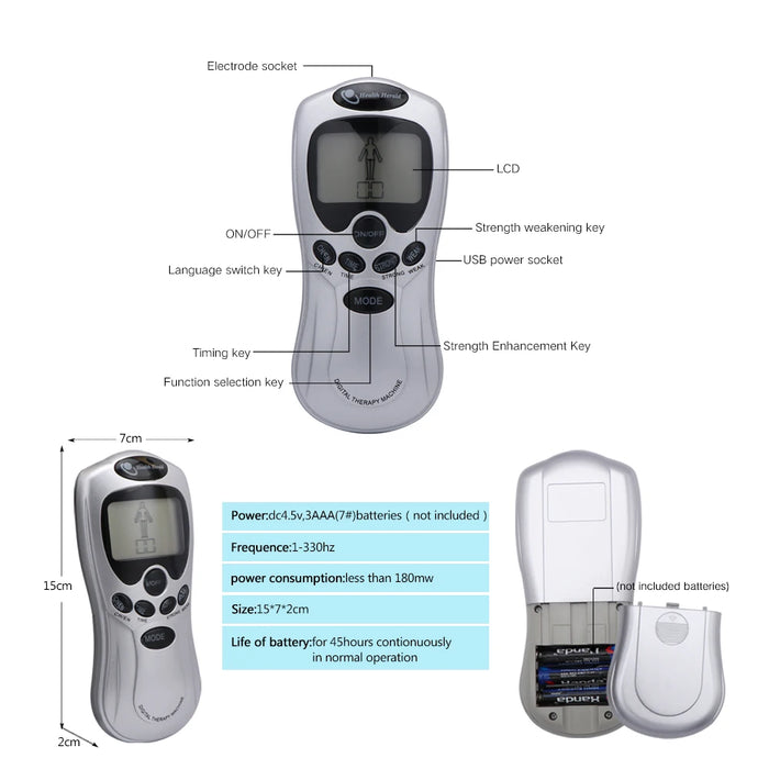 Health Care Digital Therapy Machine LCD Screen Full Body 4 Pads Slim Massager Acupuncture Body Neck Massager Electric TENS EMS
