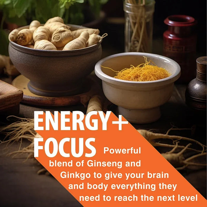 Panax Ginseng + Ginkgo Biloba - Increases Energy, Mood, Stamina & Performance Supports Mental Health