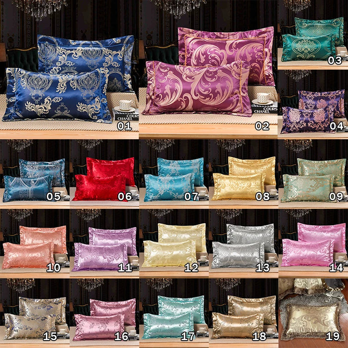 1 Pair Satin Jacquard Pillowcase Soft Smooth Bedding Cushion Cover 48*74cm Mulberry Satin Pillow Cover