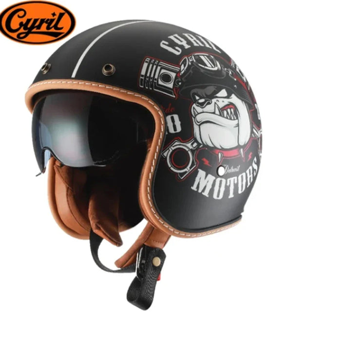 Cyril Helmets for Motorcycles Accessories 3/4 Open Face Lightweight DOT Certified Safety Retro Cascos Moto Helmet