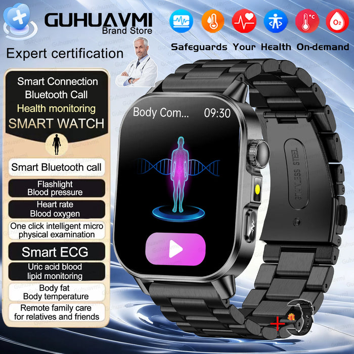 2026 New ECG + PPG Smart Healthy Diagnosis Surveillance Women Body Analysis Blood Pressure Lipid Uric Acid Health SmartWatch Men