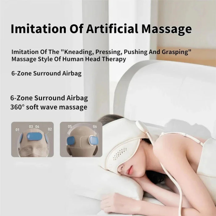 Smart Air Pressure Relaxation Head Massager with Graphene Heating and Eye Hot Compress Electric Therapy Device for Better Sleep