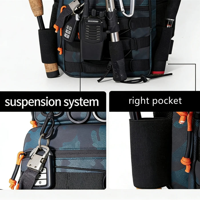 Fishing Backpack with Rod Holders Fish Tackle Storage Gear Equipment Bag Multi-functional Camping Outdoor Organizer Lure Bag