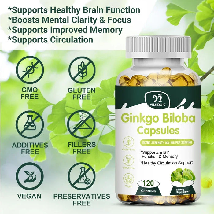 Ginkgo Biloba Extract Supplement, for Promote Blood Circulation, Antioxidant, Supports Brain Function & Memory, Mood Stabilizer