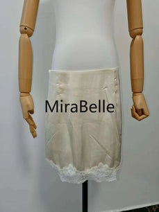 Ladies Fashion Lace Patchwork Satin A-line Skirt Summer High Waist Solid Color Temperament Skirt Women Clothes Simplicity Skirt