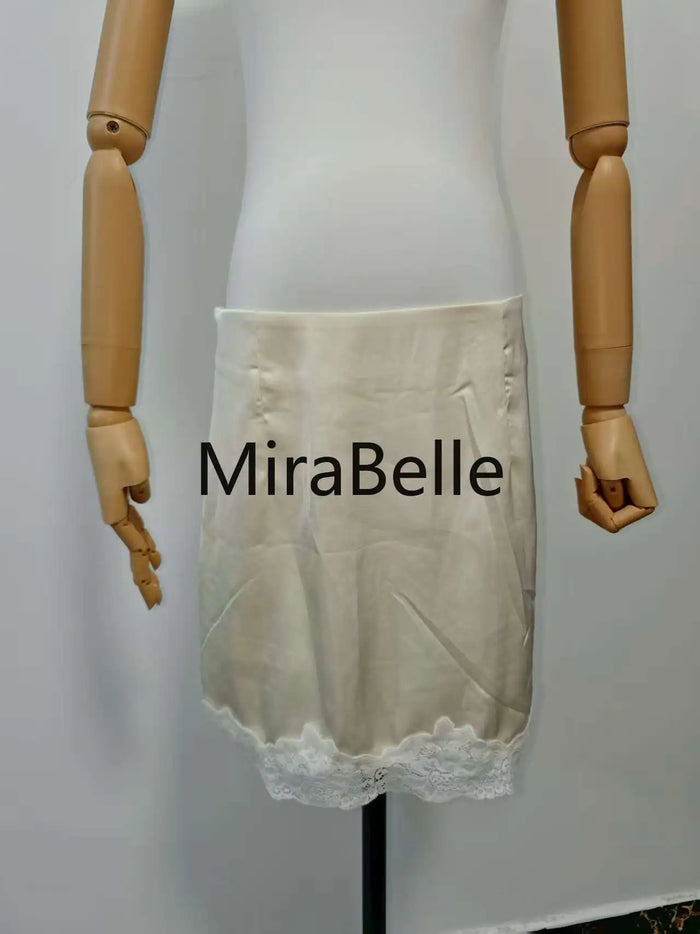 Ladies Fashion Lace Patchwork Satin A-line Skirt Summer High Waist Solid Color Temperament Skirt Women Clothes Simplicity Skirt