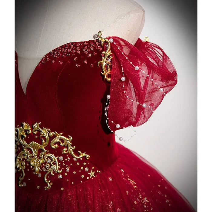 2026 New Women's Wine Red Evening Dress Fashionable Slim Fit One Shoulder Highlight Puffy Skirt Long Back Strap Dress