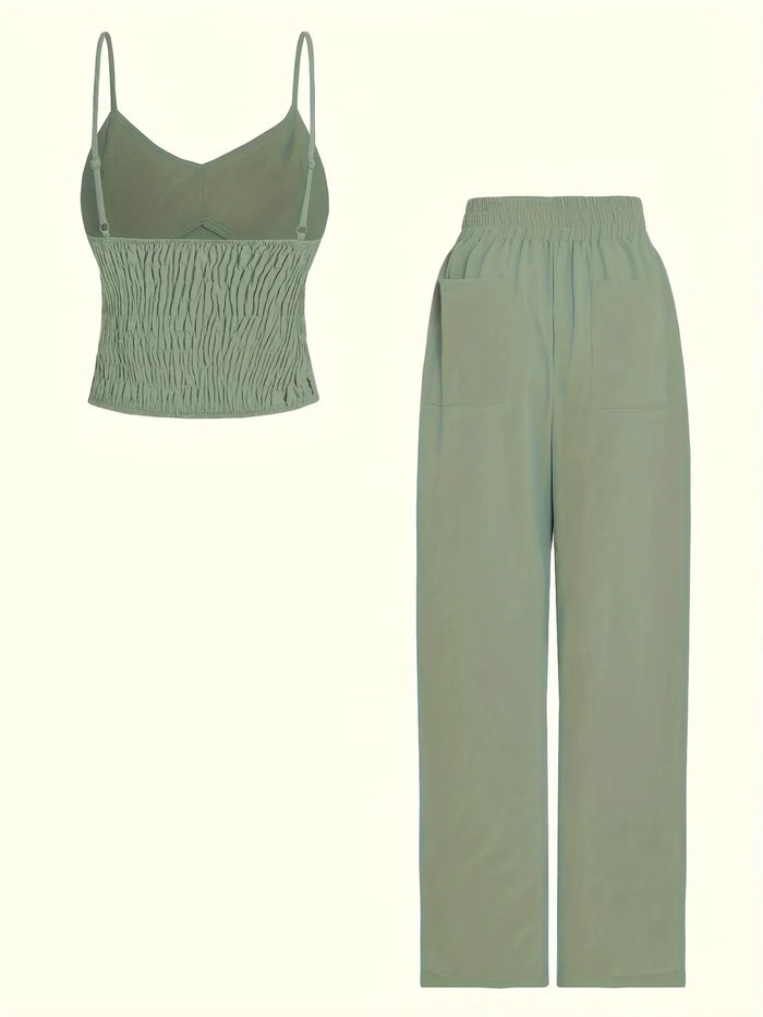 Ladies' Fashion Elegant Sleeveless Set, Solid Color Casual and Elegant Embroidered Faux Waist Belt for Women