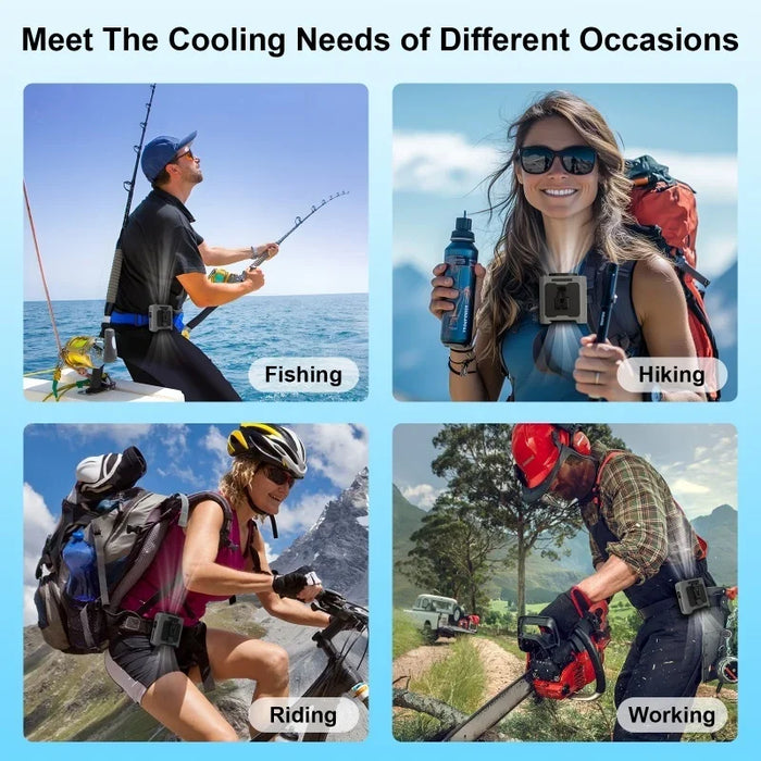 2026 New Wearable Waist Fan With 5-Speed Adjustment, 10000mAh Battery 40H Runtime Ideal for Outdoor Work Field Operations Travel