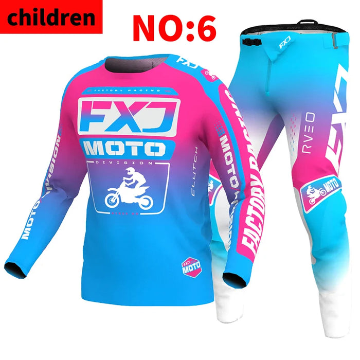 SIZE 20 22 24 26 28 motocross jersey and pants kids FXJ enduro gear set MX Gear Set children Youth MTB DH UTV Racing Sui