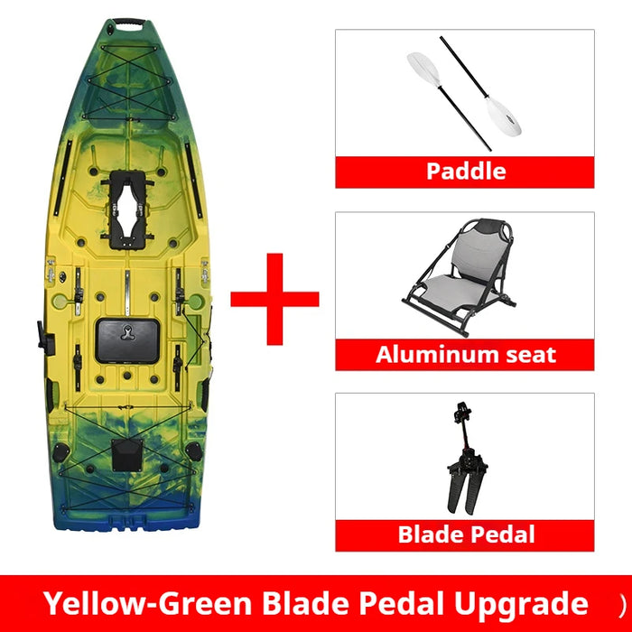 2-Seater Modular Kayak, Electric/Pedal-Driven HDPE Canoe with Aluminum Seats, Portable Fishing Boat for Lake & Ocean Recreation