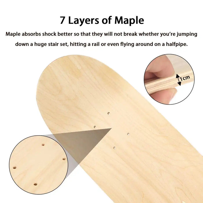 Skateboard Whiteboard 43cm 60cm 72cm 80cm Hand drawn Drawing Original Wooden Board DIY Blank Skateboard Children's Skate Board