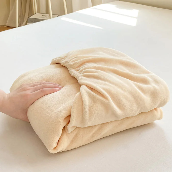 Warm Flannel Fitted Bed Sheet, Soft Comfortable Bed Sheets,Coral Fleece Mattress Cover,Plush Bedsheet,Autumn,Winter Home Bedding