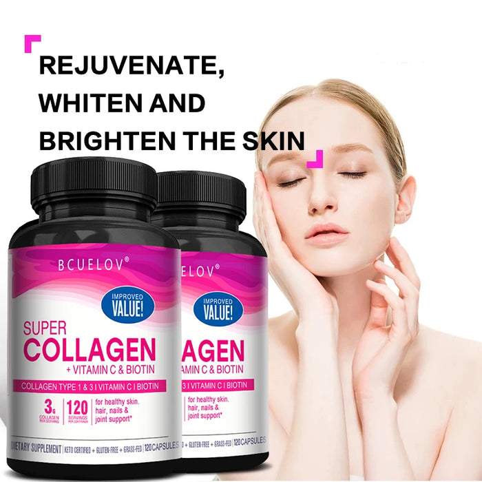 Collagen Capsules-with Vitamin C & Biotin, Antioxidant, Support Joint, Hair, Nails, Skin Care Health, Promote Calcium Absorption