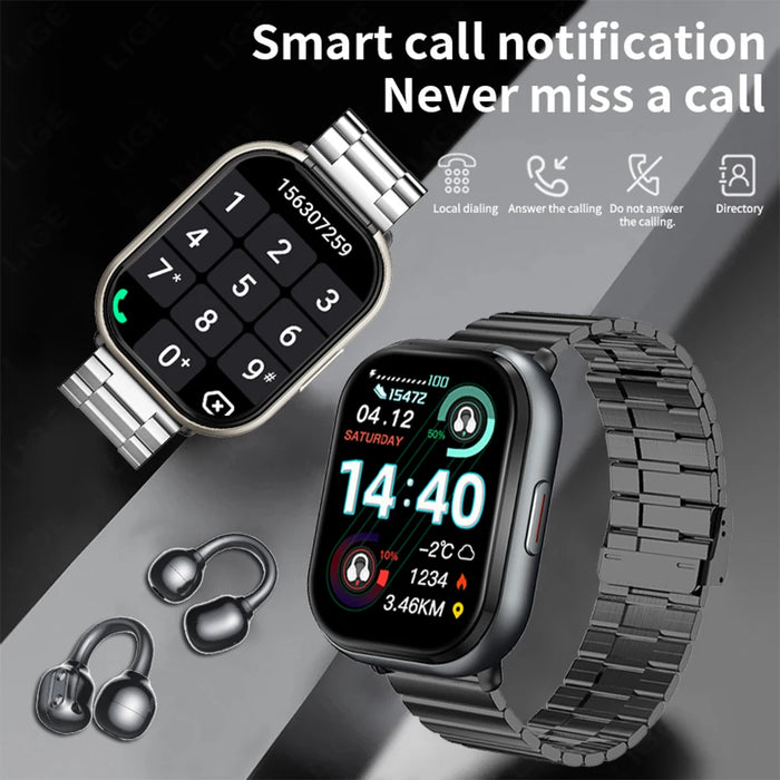 2025 New TWS 2 in 1 Smart Watch with Headphones Sports Bluetooth Call Watches Men Health Monitor Women Smartwatch For Android