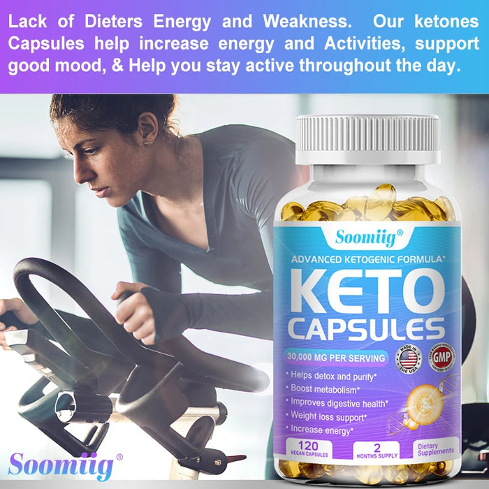 Keto Capsules - Burn Fat, Suppress Appetite, Metabolism, Healthy Weight Management, Digestion & Gut Health, 120 Capsules