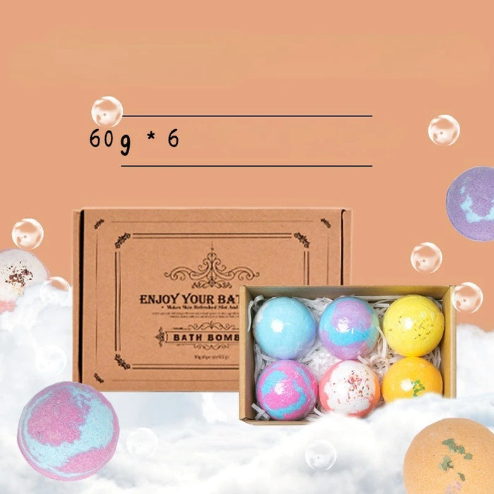 6pcs Bath Ball Bombs Handmade Sea Salt Essential Oil Aromatherapy Type Deep Body Cleaner Natural Bubble Bathroom Tools For Gift